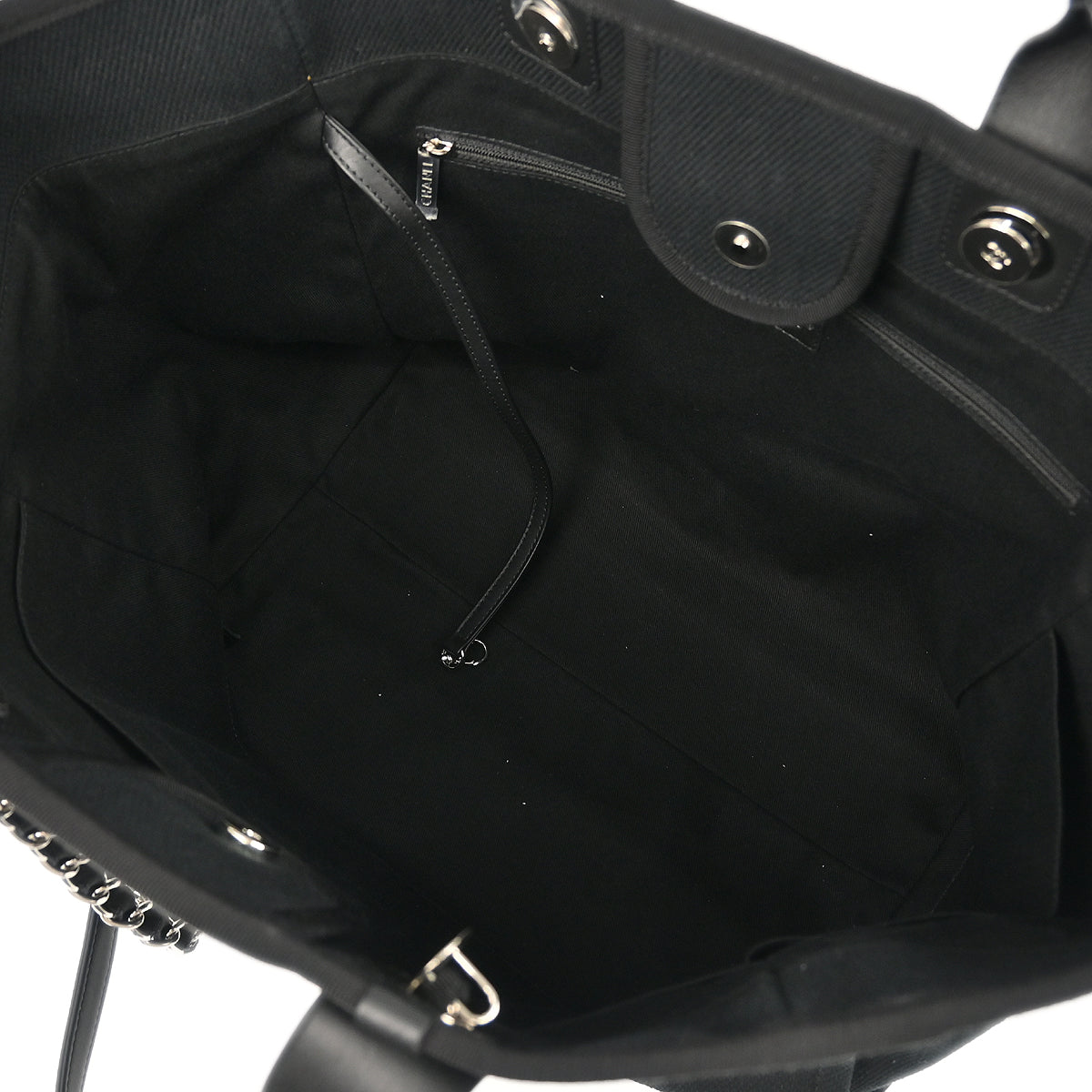 Chanel 2019 Black Canvas Small Deauville Shoulder Tote Bag