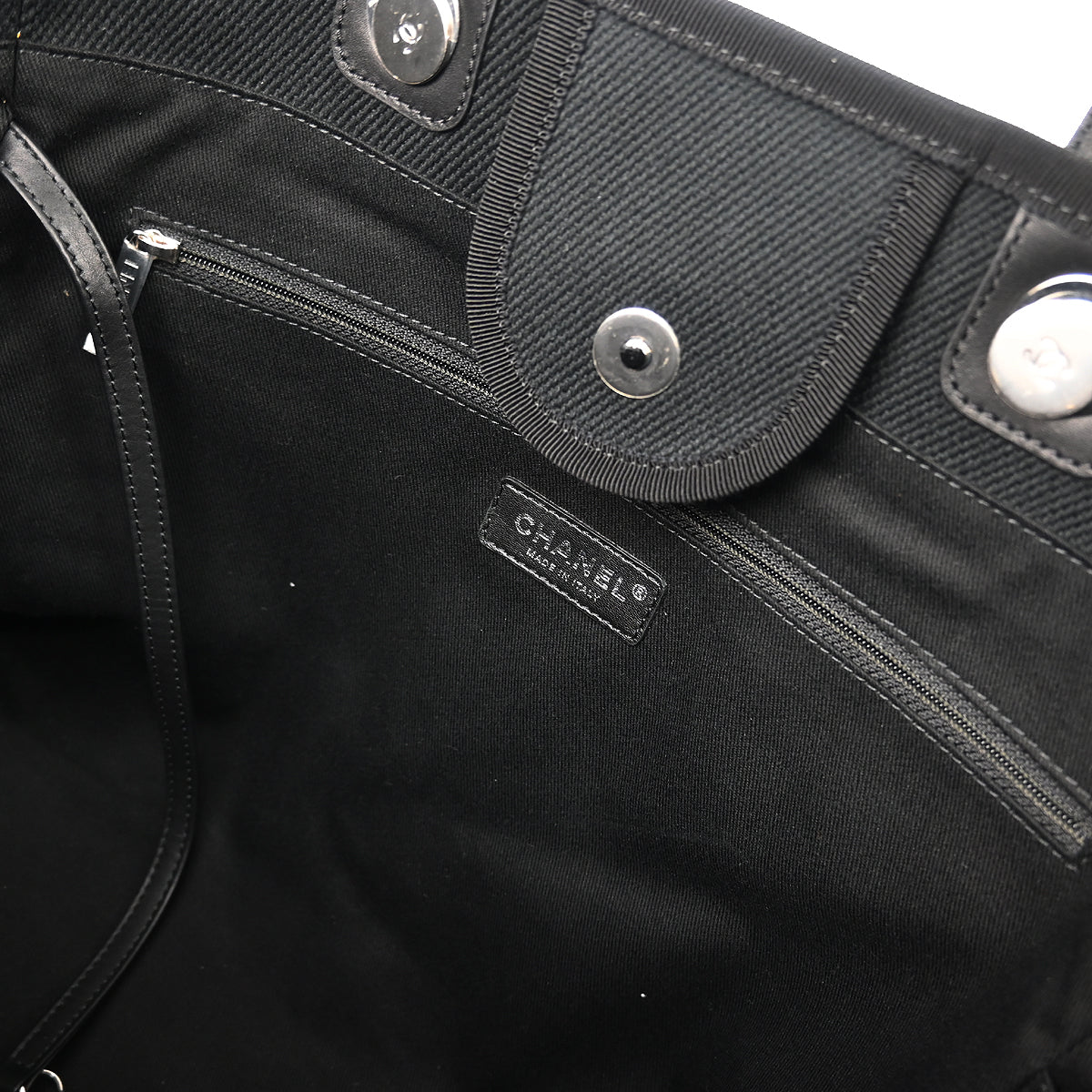 Chanel 2019 Black Canvas Small Deauville Shoulder Tote Bag