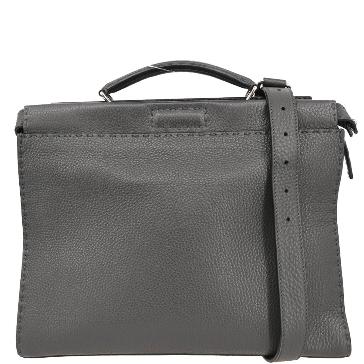 Fendi Gray Leather Peekaboo Fit 2way Shoulder Handbag