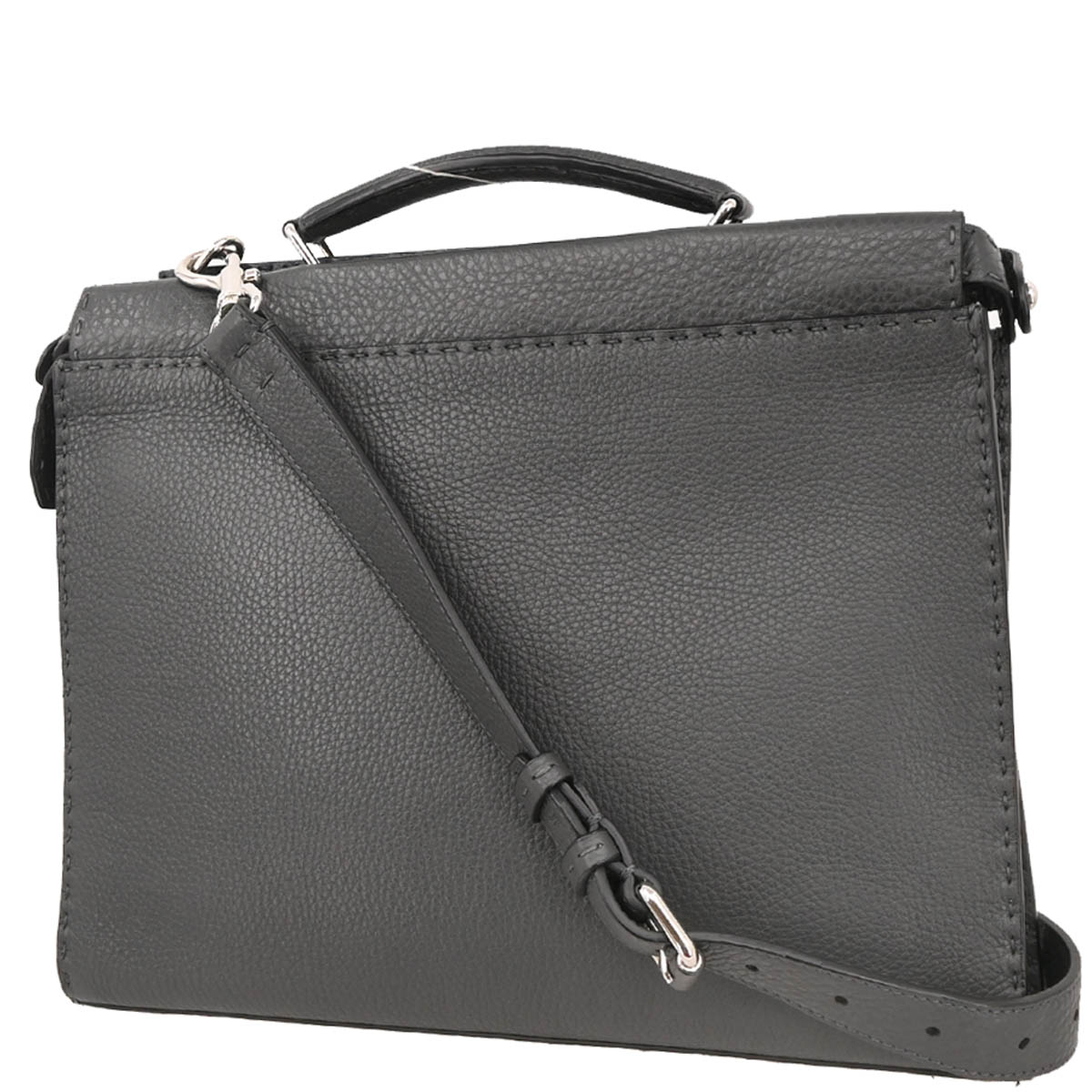 Fendi Gray Leather Peekaboo Fit 2way Shoulder Handbag