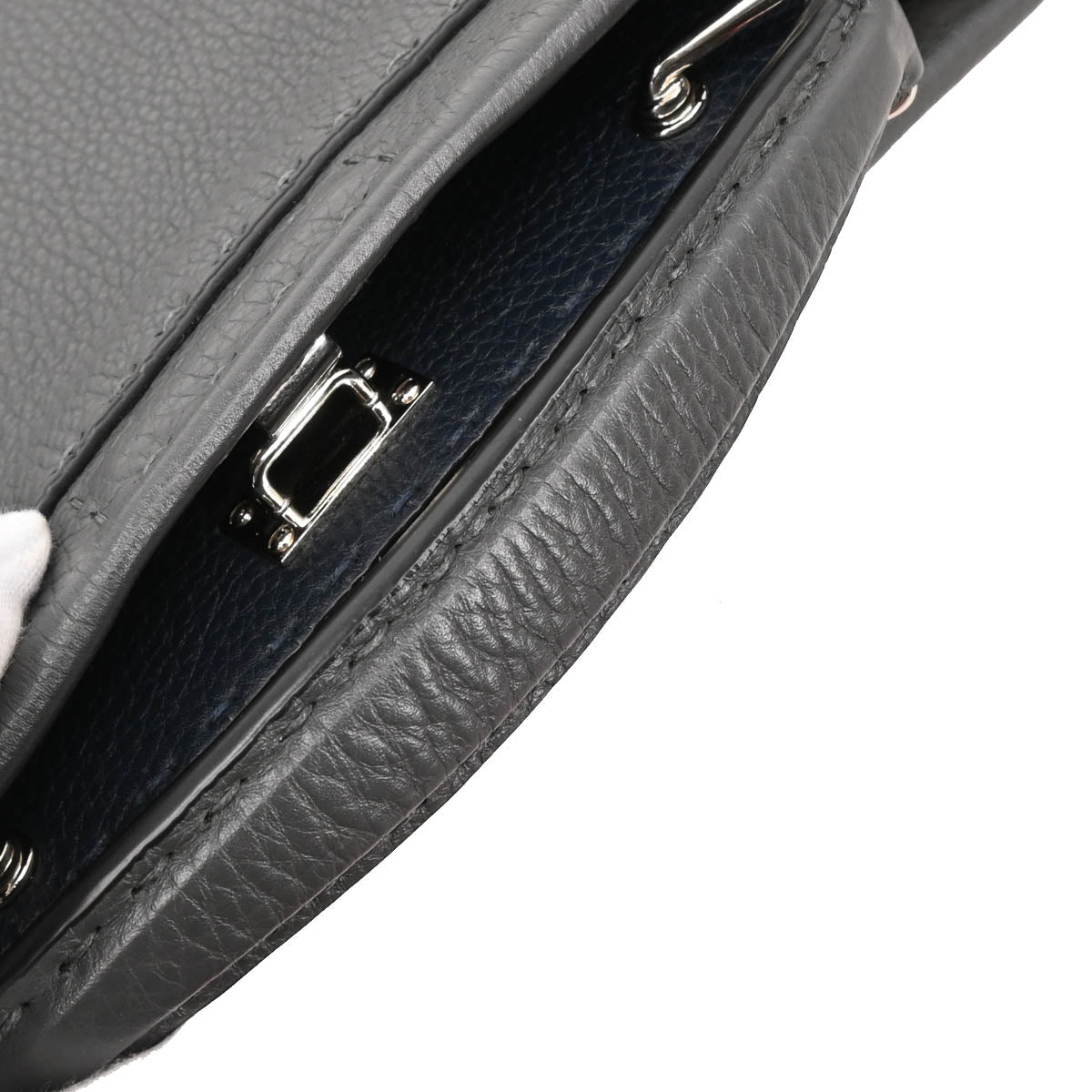 Fendi Gray Leather Peekaboo Fit 2way Shoulder Handbag