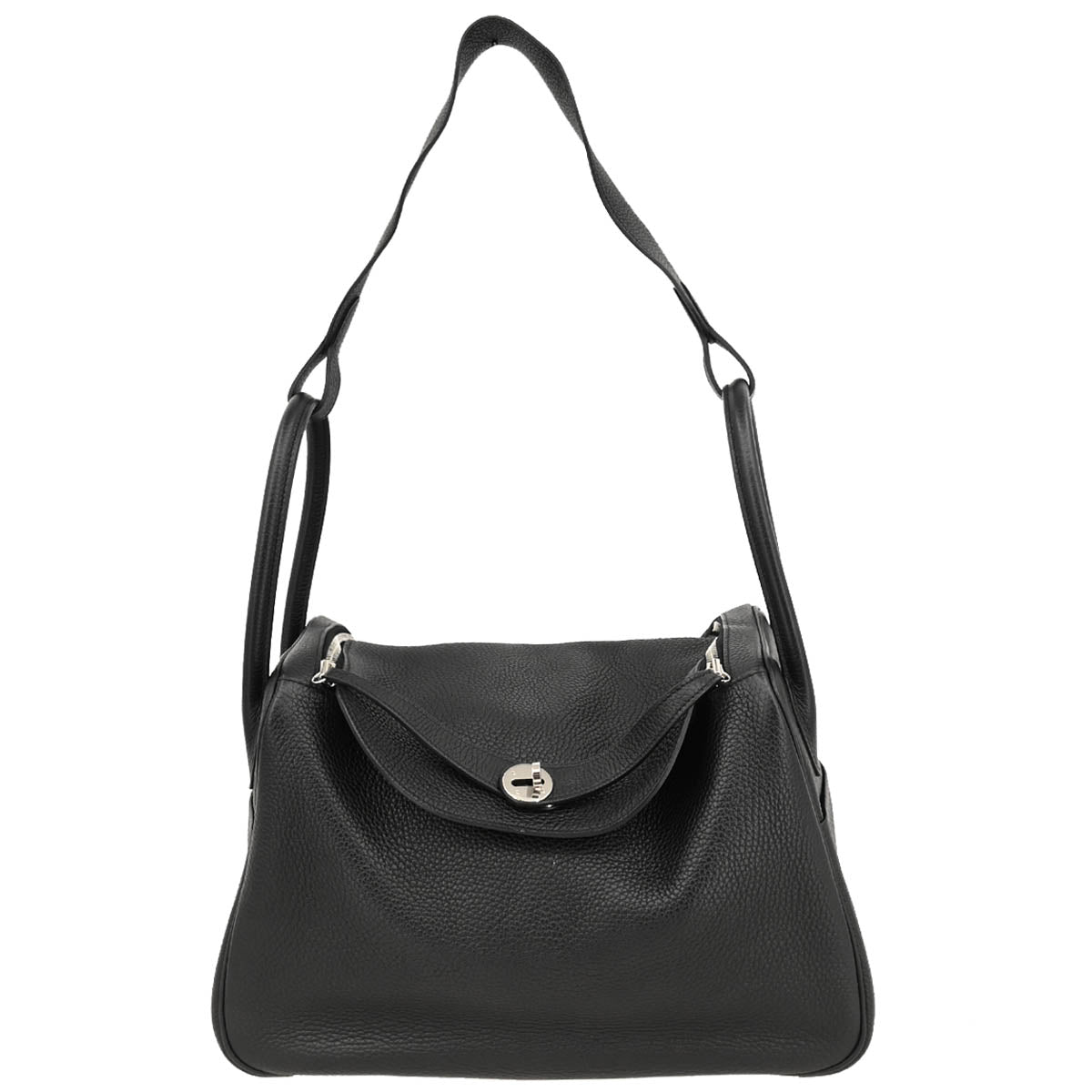 Hermes 2015 Black Taurillon Clemence Lindy 34 Shoulder Bag