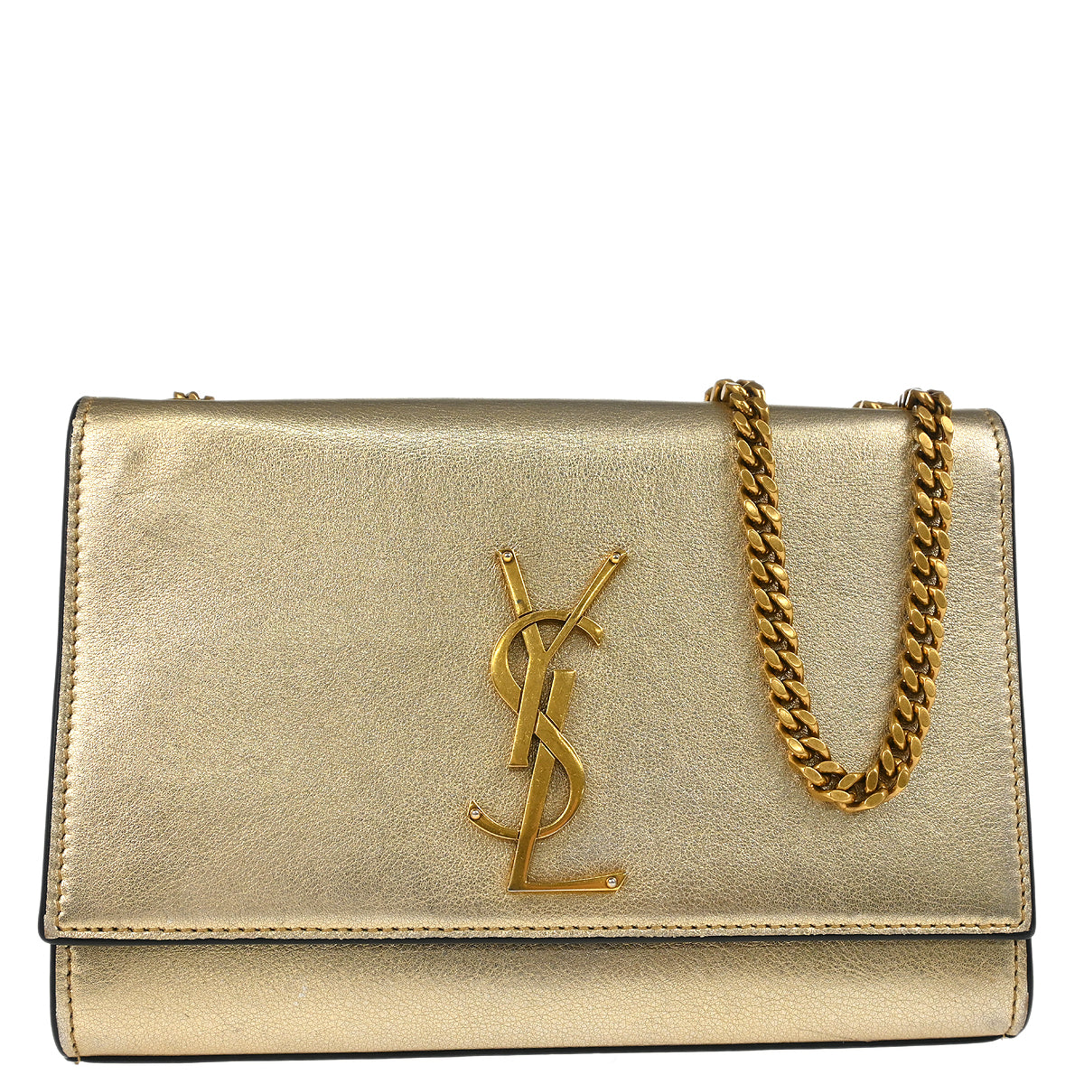 Saint Laurent 2018 Gold Leather Kate WOC Shoulder Wallet Bag