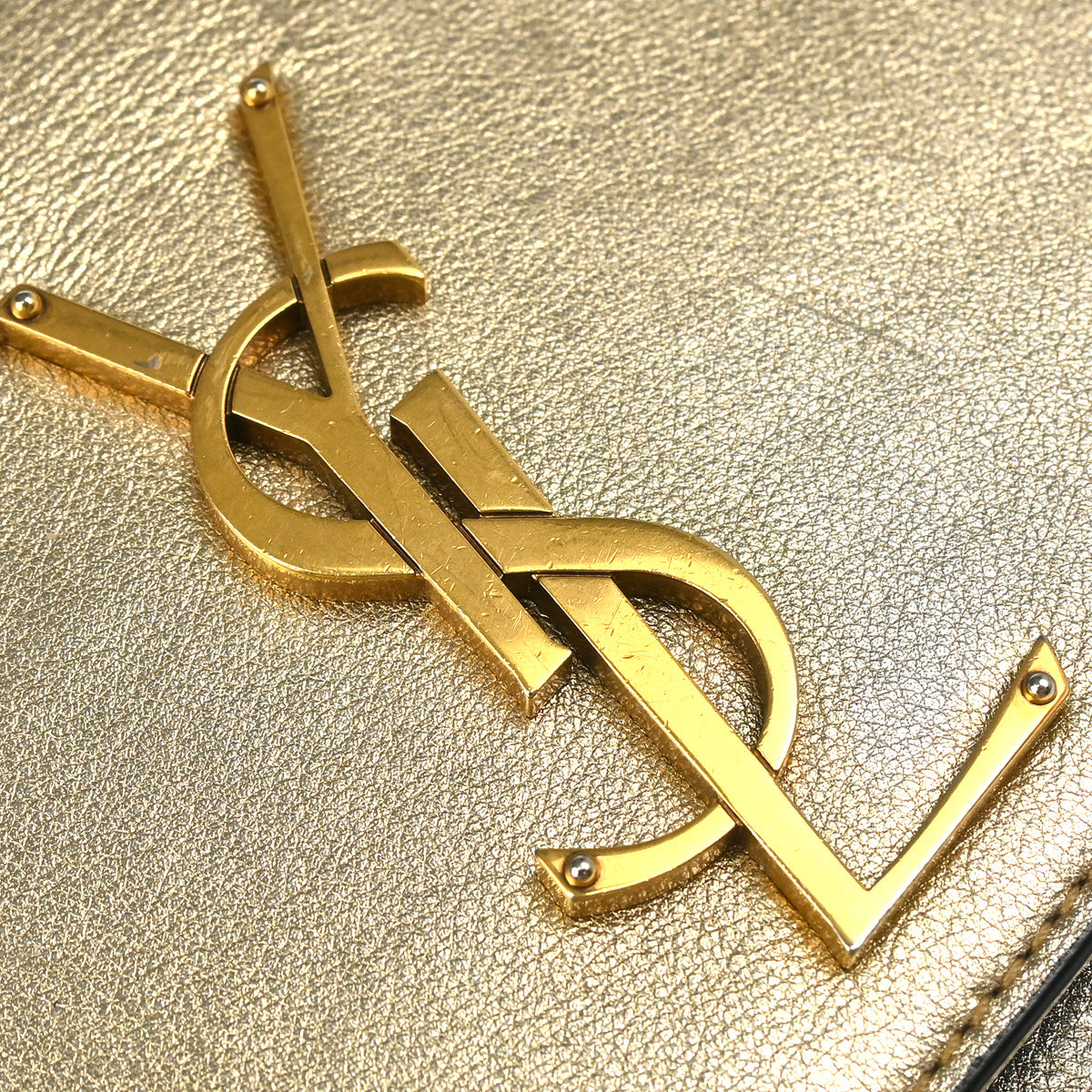 Saint Laurent 2018 Gold Leather Kate WOC Shoulder Wallet Bag
