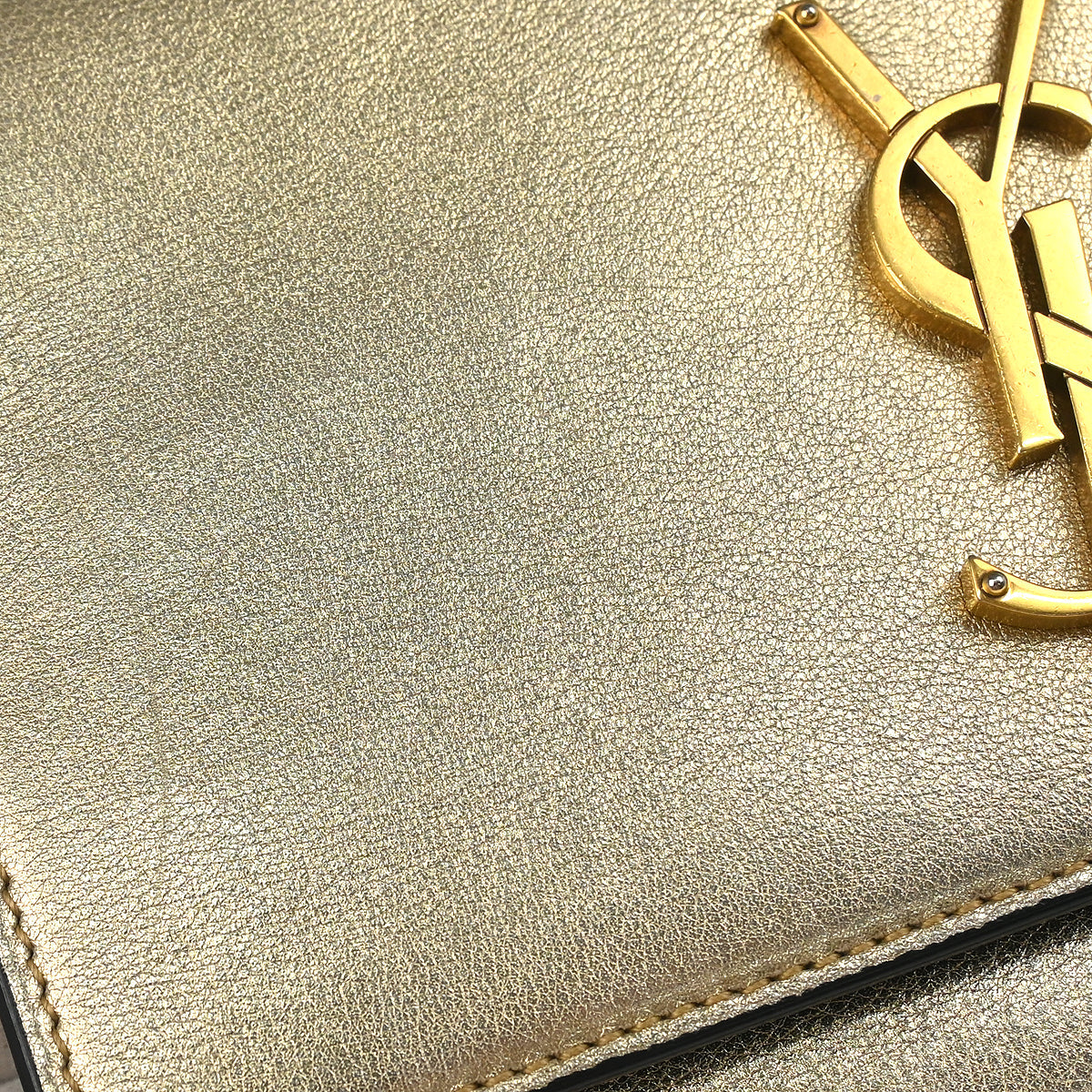 Saint Laurent 2018 Gold Leather Kate WOC Shoulder Wallet Bag