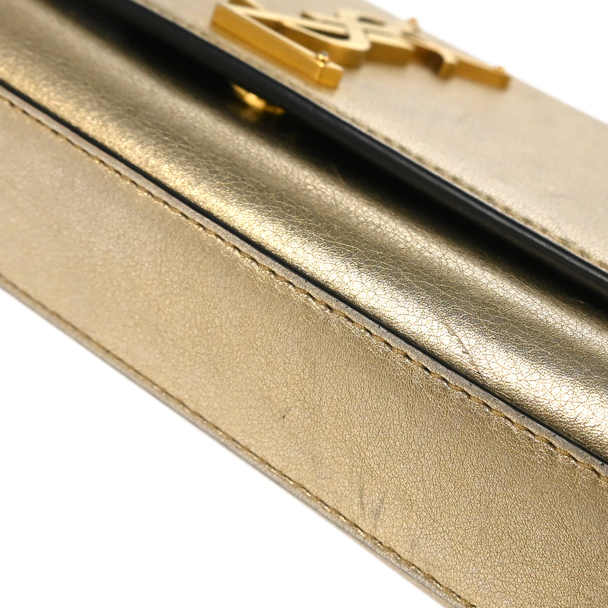 Saint Laurent 2018 Gold Leather Kate WOC Shoulder Wallet Bag