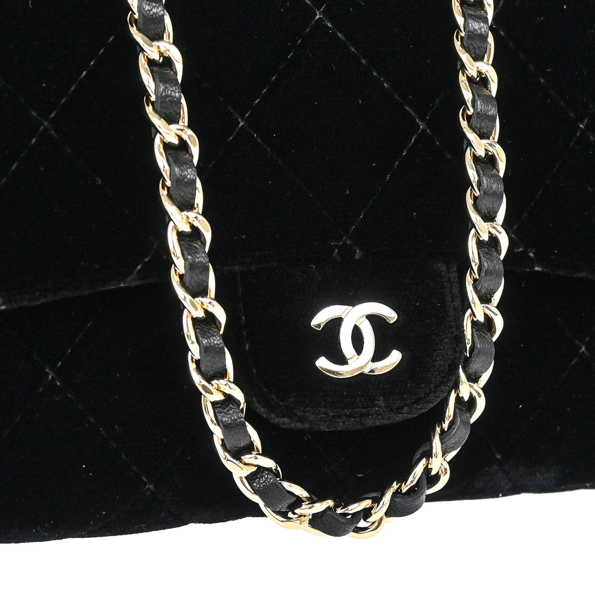 Chanel 2015-2016 Black Velvet Chain Handbag