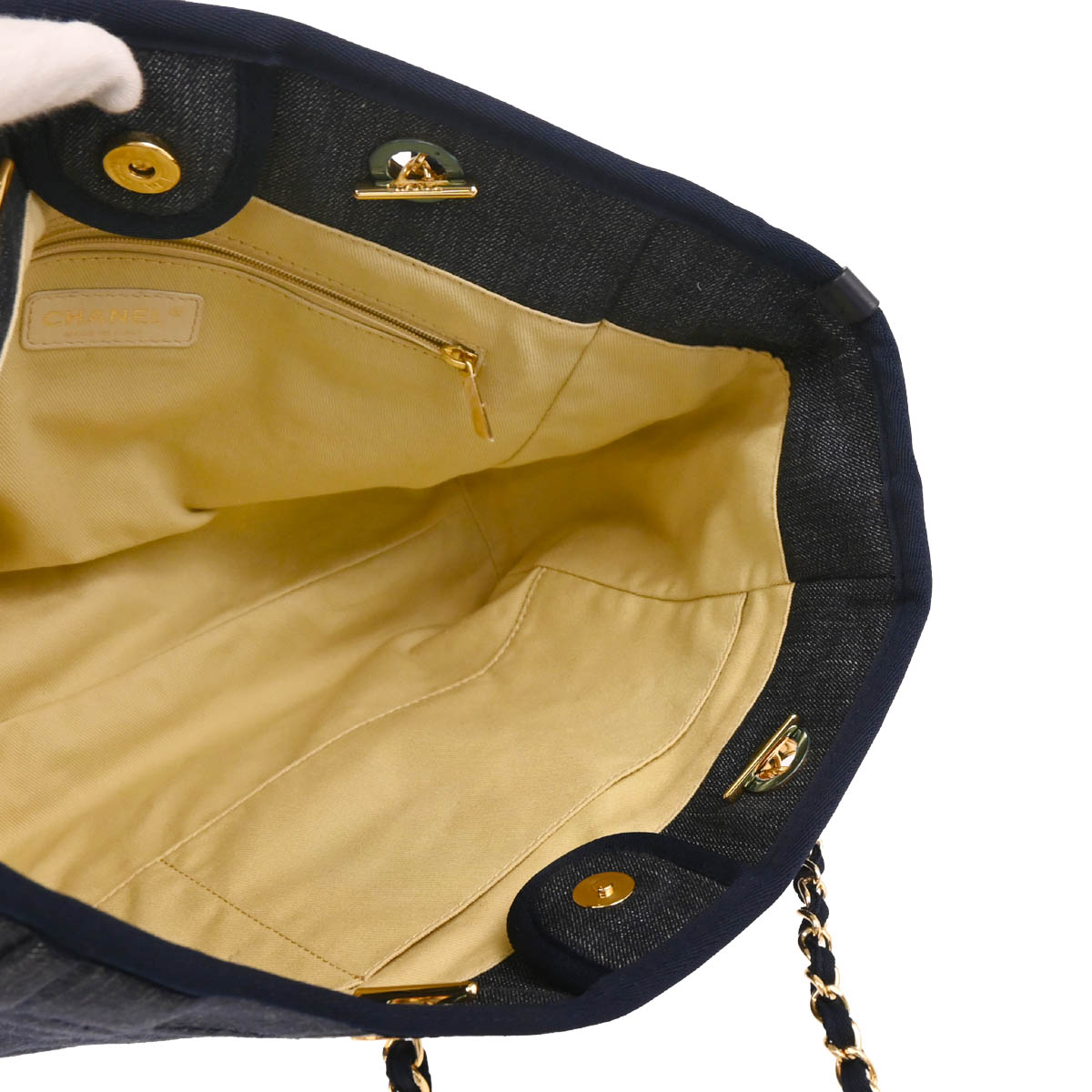 Chanel 2012-2013 Navy Denim Small Deauville Tote Bag