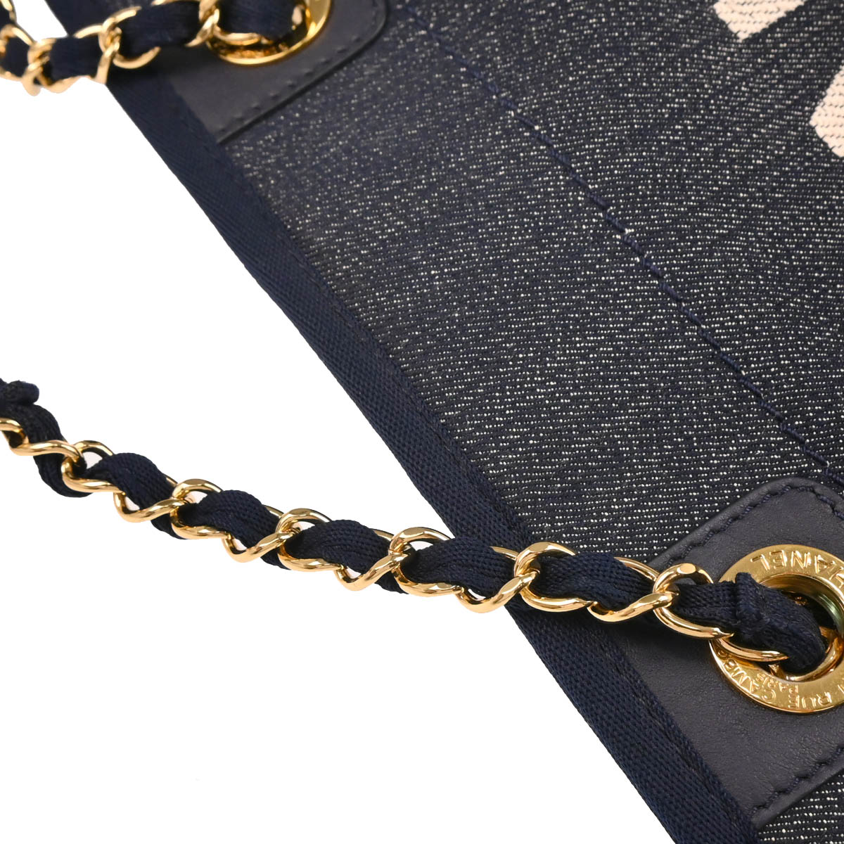 Chanel 2012-2013 Navy Denim Small Deauville Tote Bag