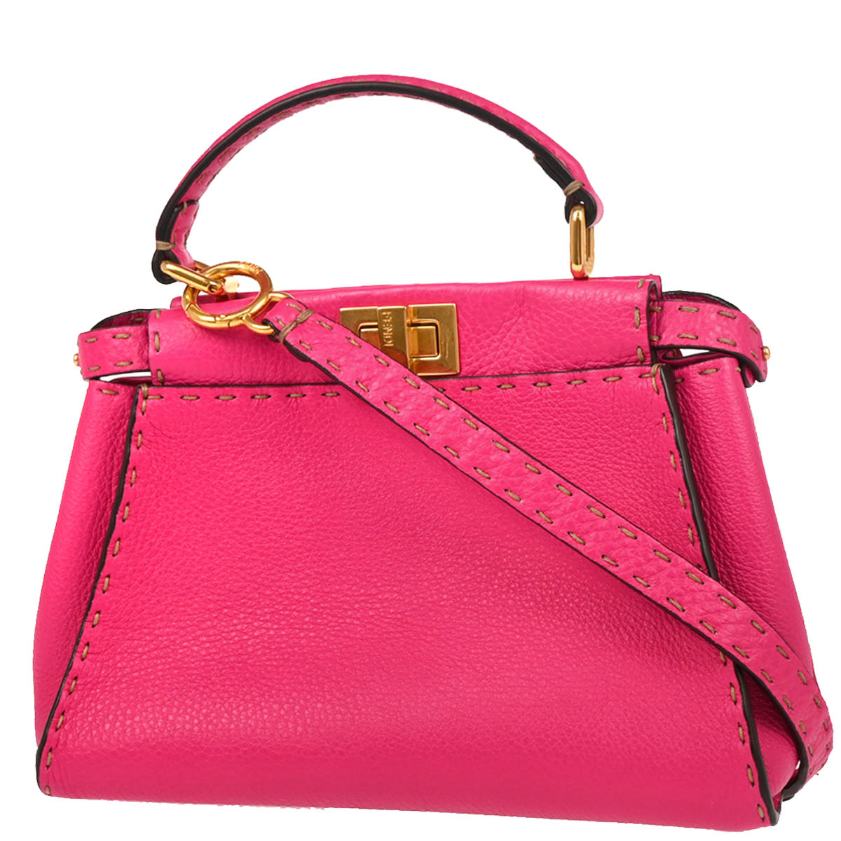 Fendi Pink Leather Peekaboo 2way Shoulder Handbag