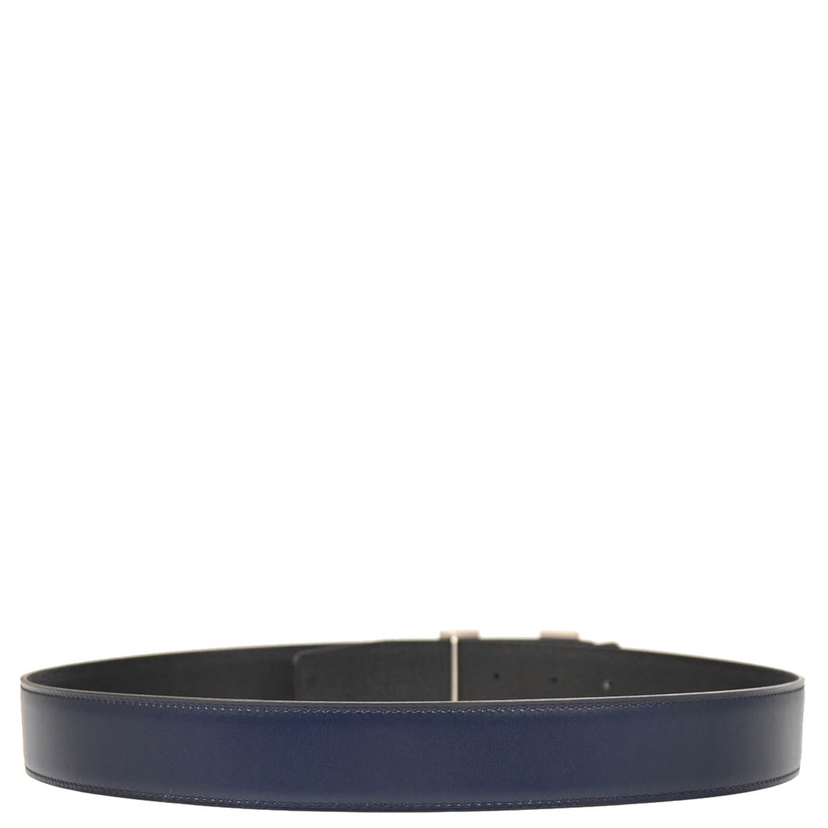 Hermes Blue Navy Box Calf Constance Reversible Belt #85 Small Good