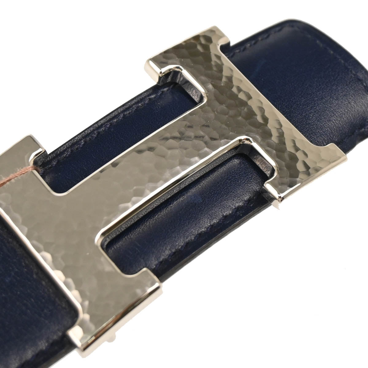Hermes Blue Navy Box Calf Constance Reversible Belt #85 Small Good