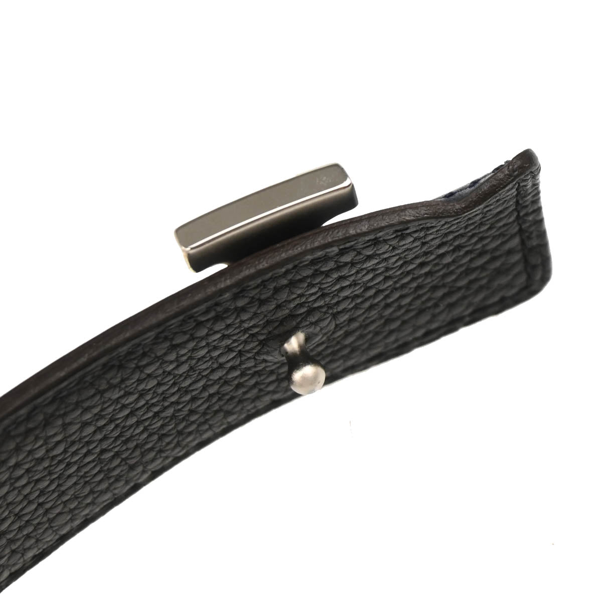 Hermes Blue Navy Box Calf Constance Reversible Belt #85 Small Good