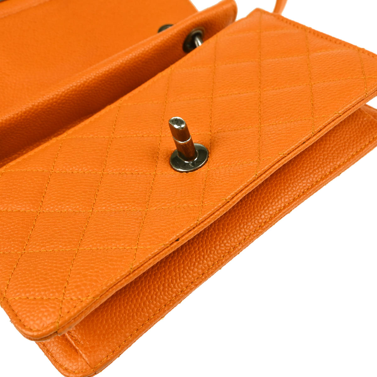 Chanel 2014-2015 Orange Caviar Retro Class 2way Shoulder Handbag
