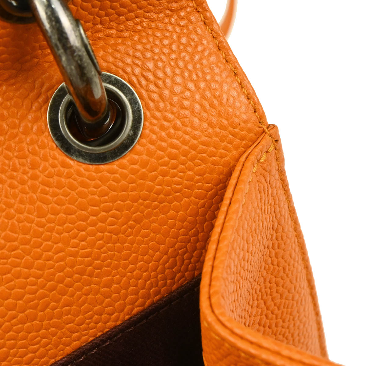 Chanel 2014-2015 Orange Caviar Retro Class 2way Shoulder Handbag