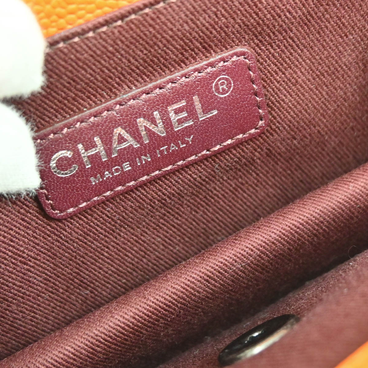 Chanel 2014-2015 Orange Caviar Retro Class 2way Shoulder Handbag