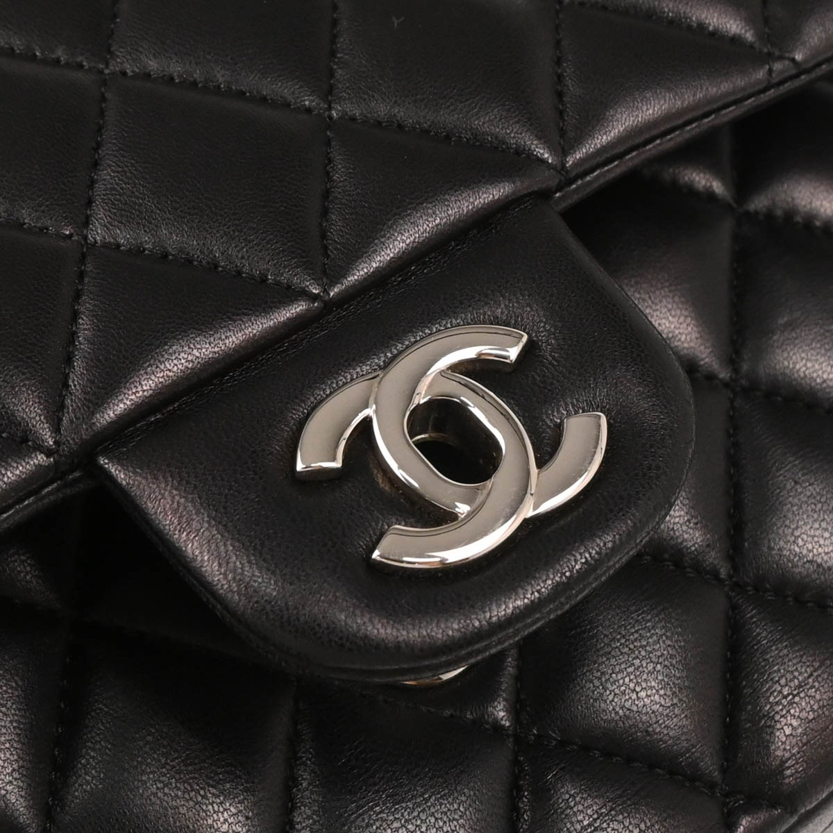 Chanel 2014-2015 Black Lambskin Medium Classic Double Flap Shoulder Bag