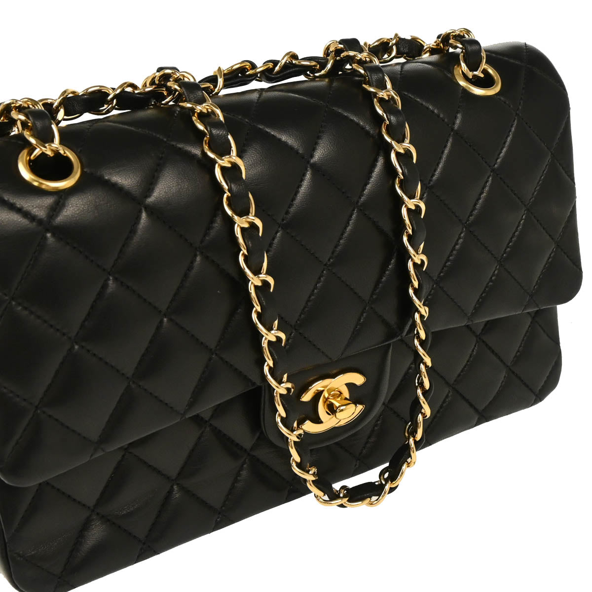 Chanel 2011 Black Lambskin Medium Classic Double Flap Shoulder Bag