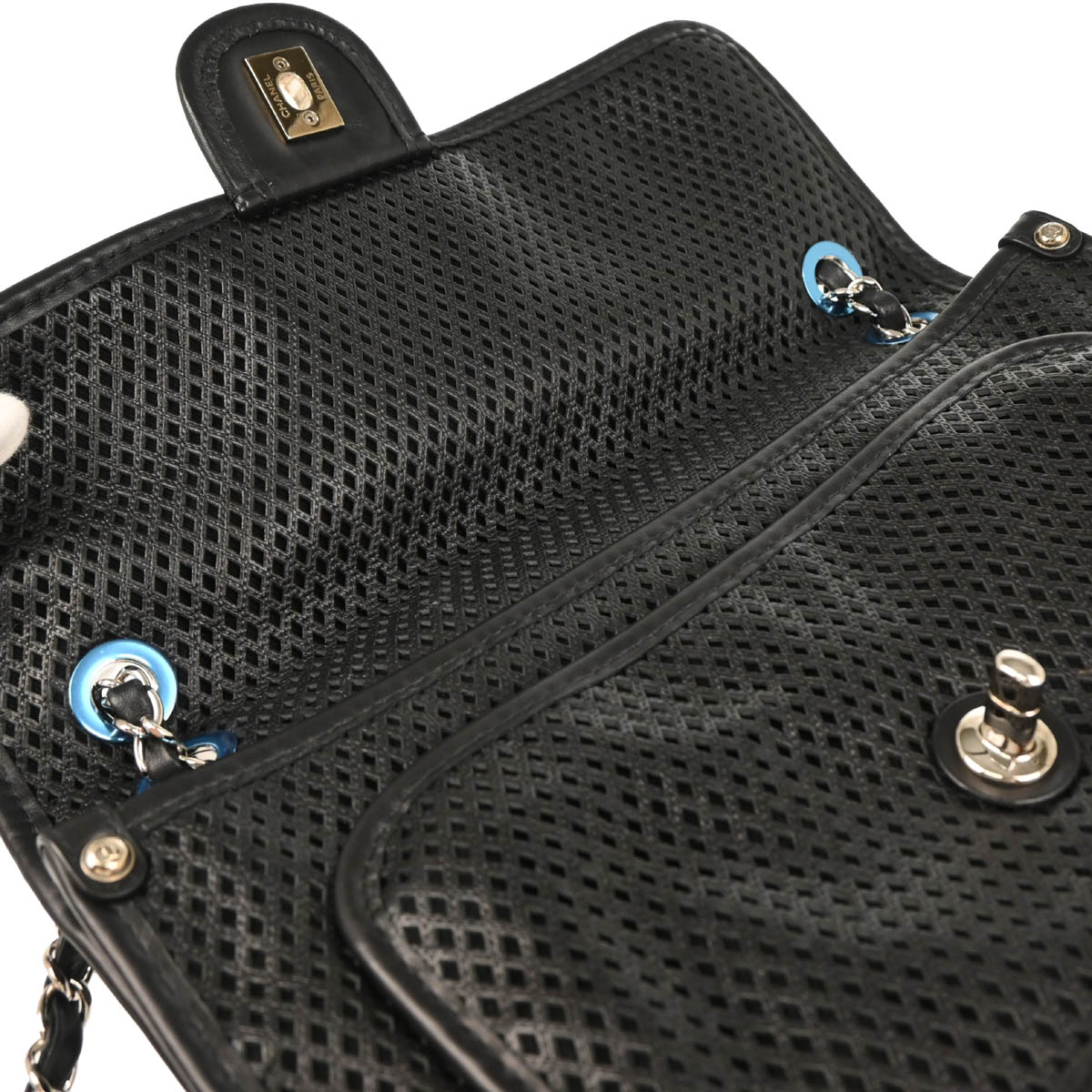 Chanel 2013-2014 Black Perforated Calfskin Up In The Air Shoulder Bag