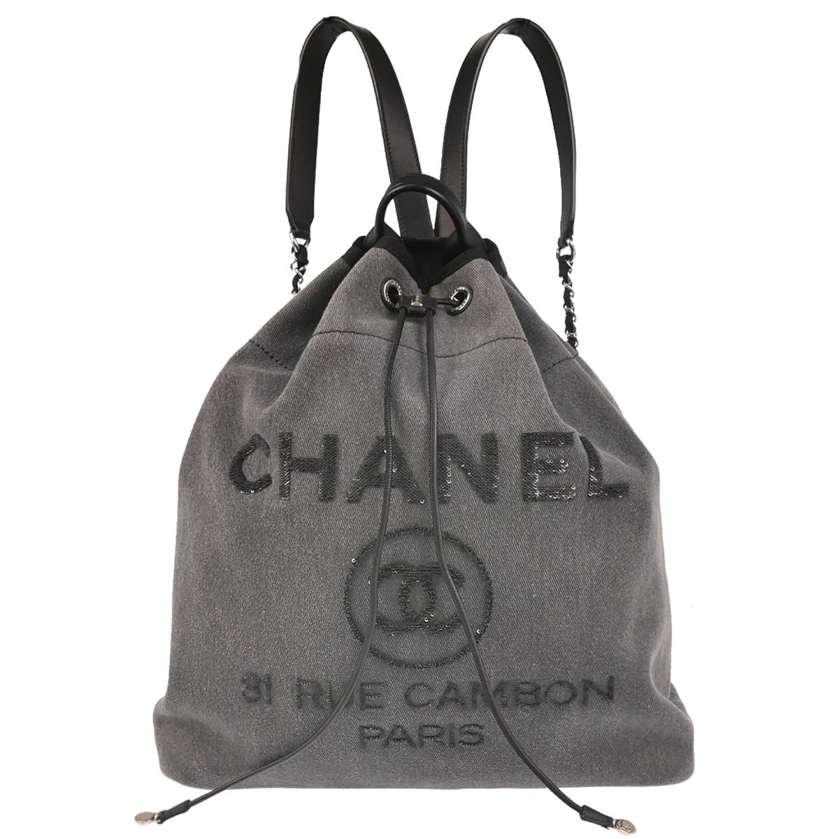 Chanel 2017-2018 Gray Deauville Bucket Backpack