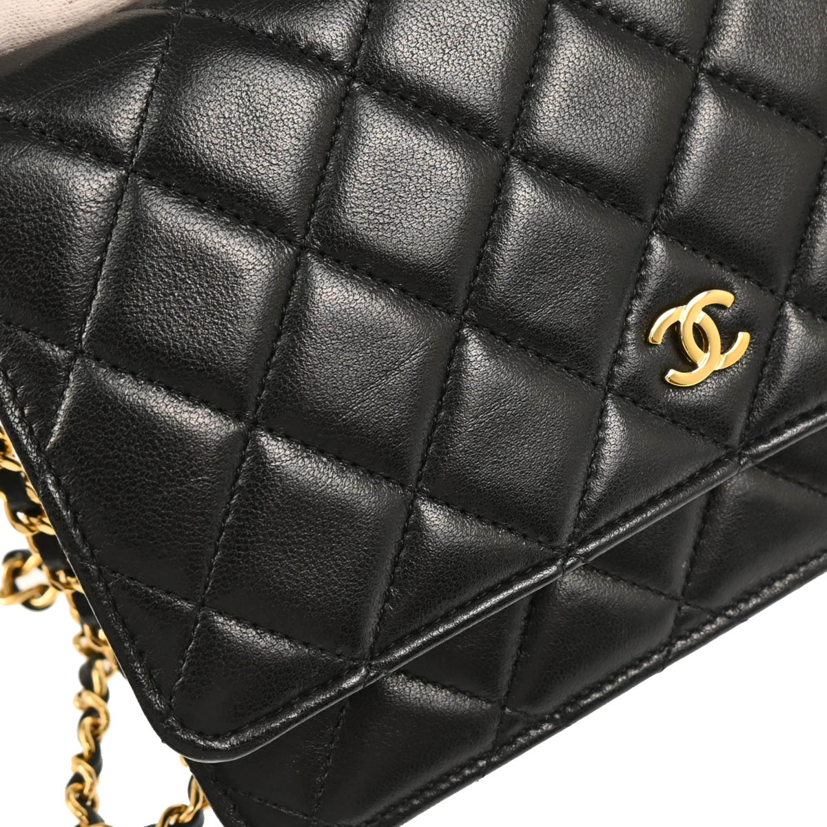 Chanel 2019 Black Lambskin Classic WOC Shoulder Wallet Bag