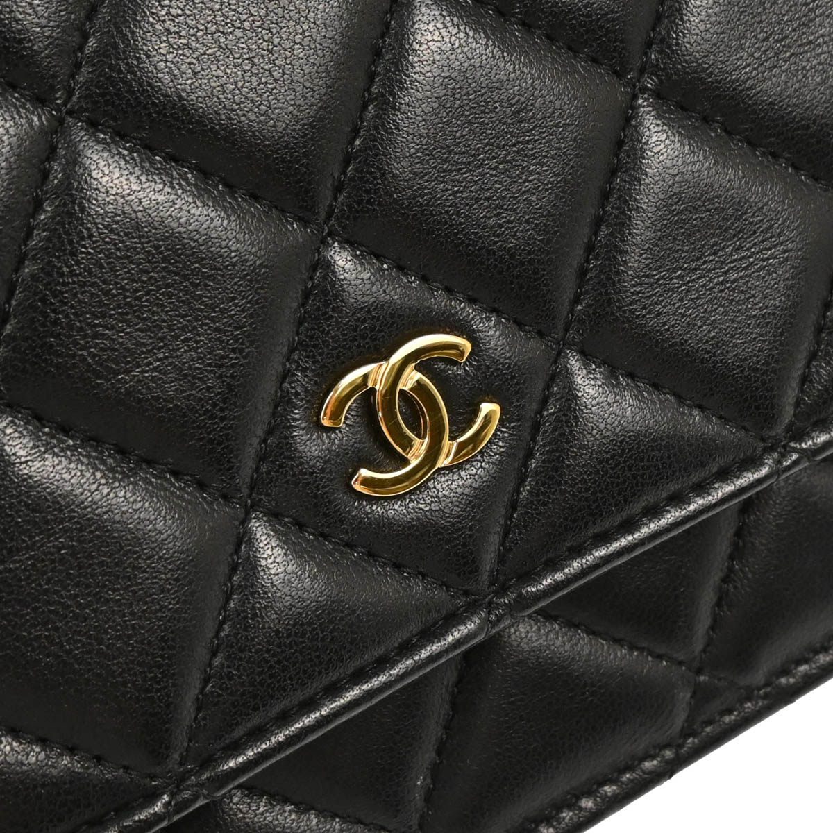 Chanel 2019 Black Lambskin Classic WOC Shoulder Wallet Bag
