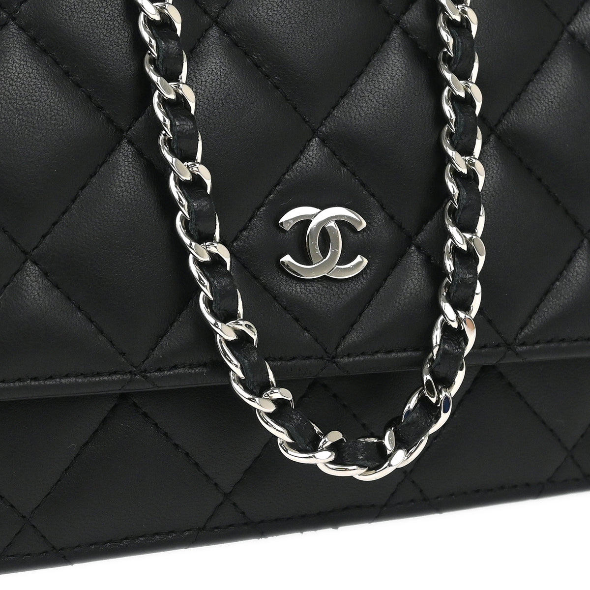 Chanel 2012 Black Lambskin Classic WOC Shoulder Wallet Bag