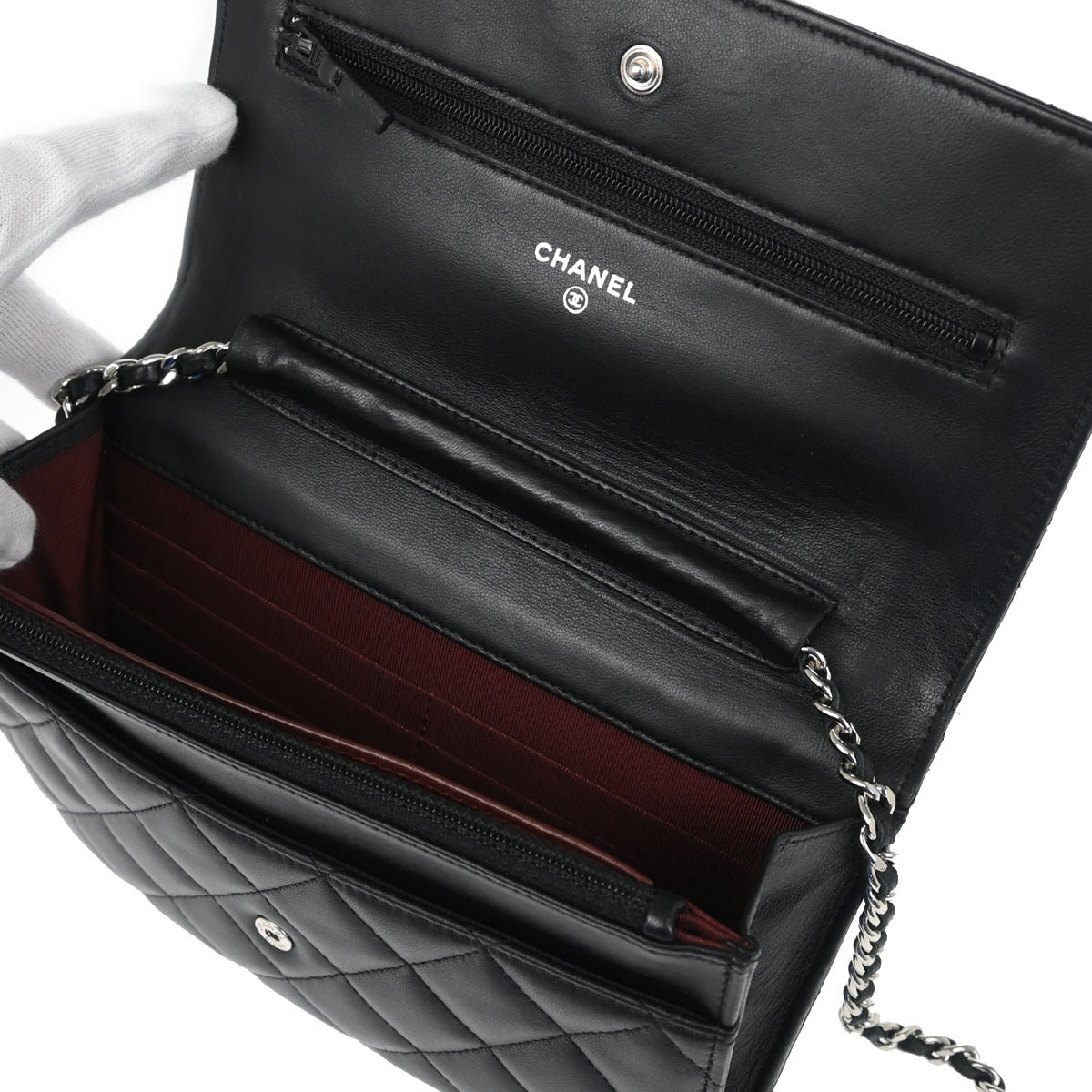 Chanel 2012 Black Lambskin Classic WOC Shoulder Wallet Bag