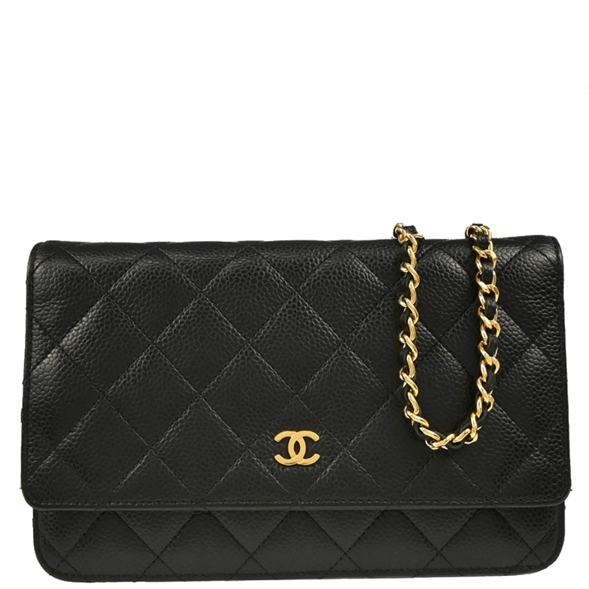 Chanel 2016-2017 Black Caviar Classic Chain On Wallet WOC
