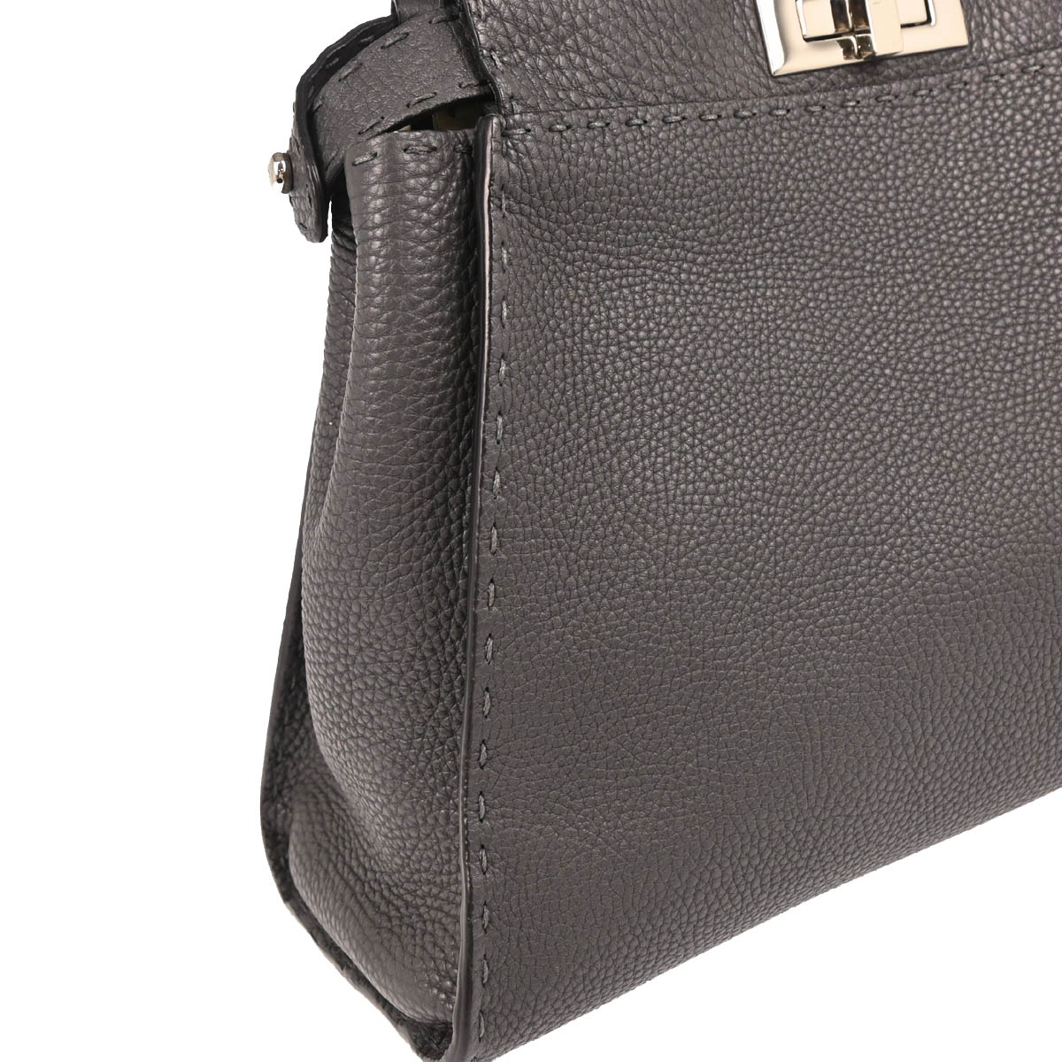 Fendi Gray Leather Peekaboo 2way Shoulder Handbag