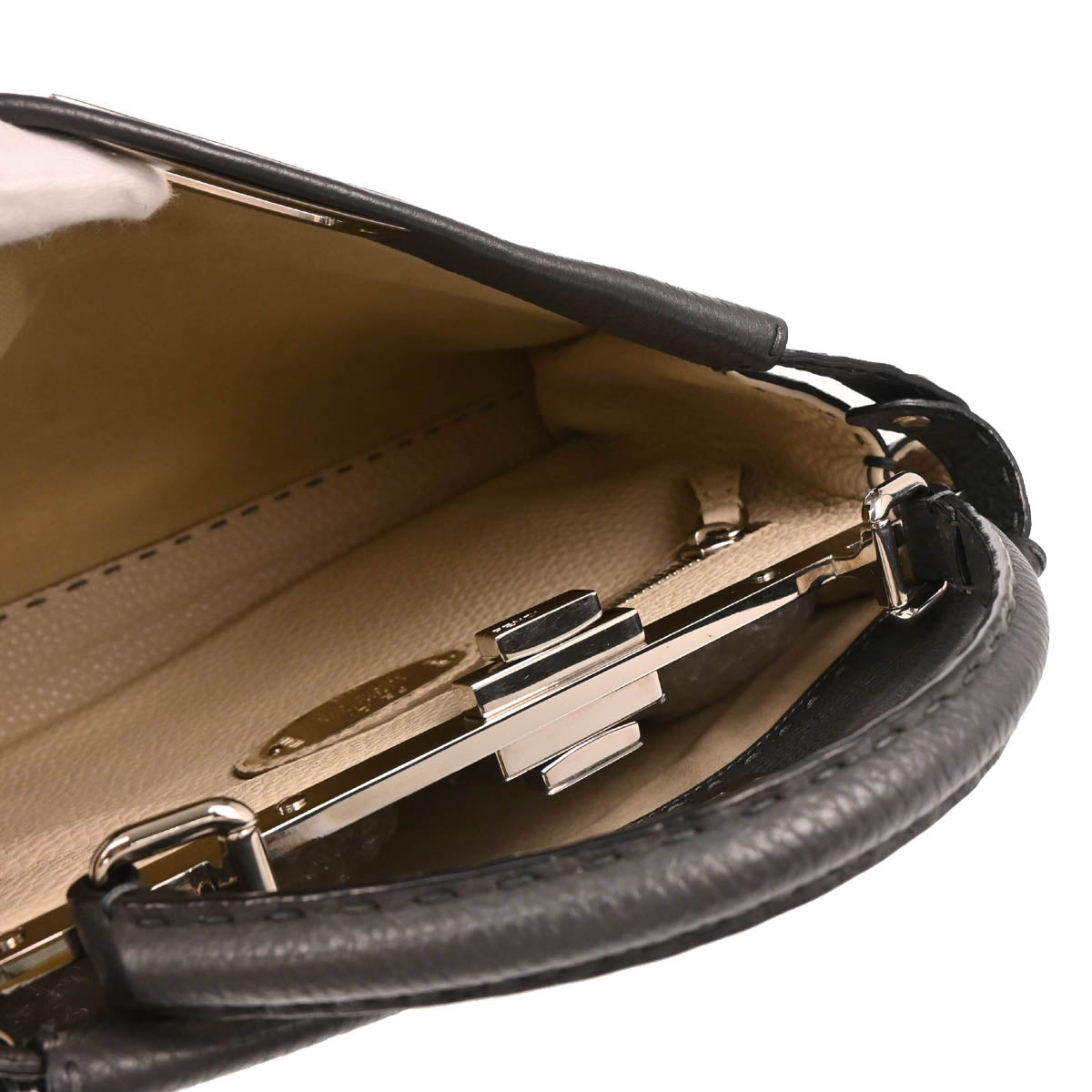 Fendi Gray Leather Peekaboo 2way Shoulder Handbag