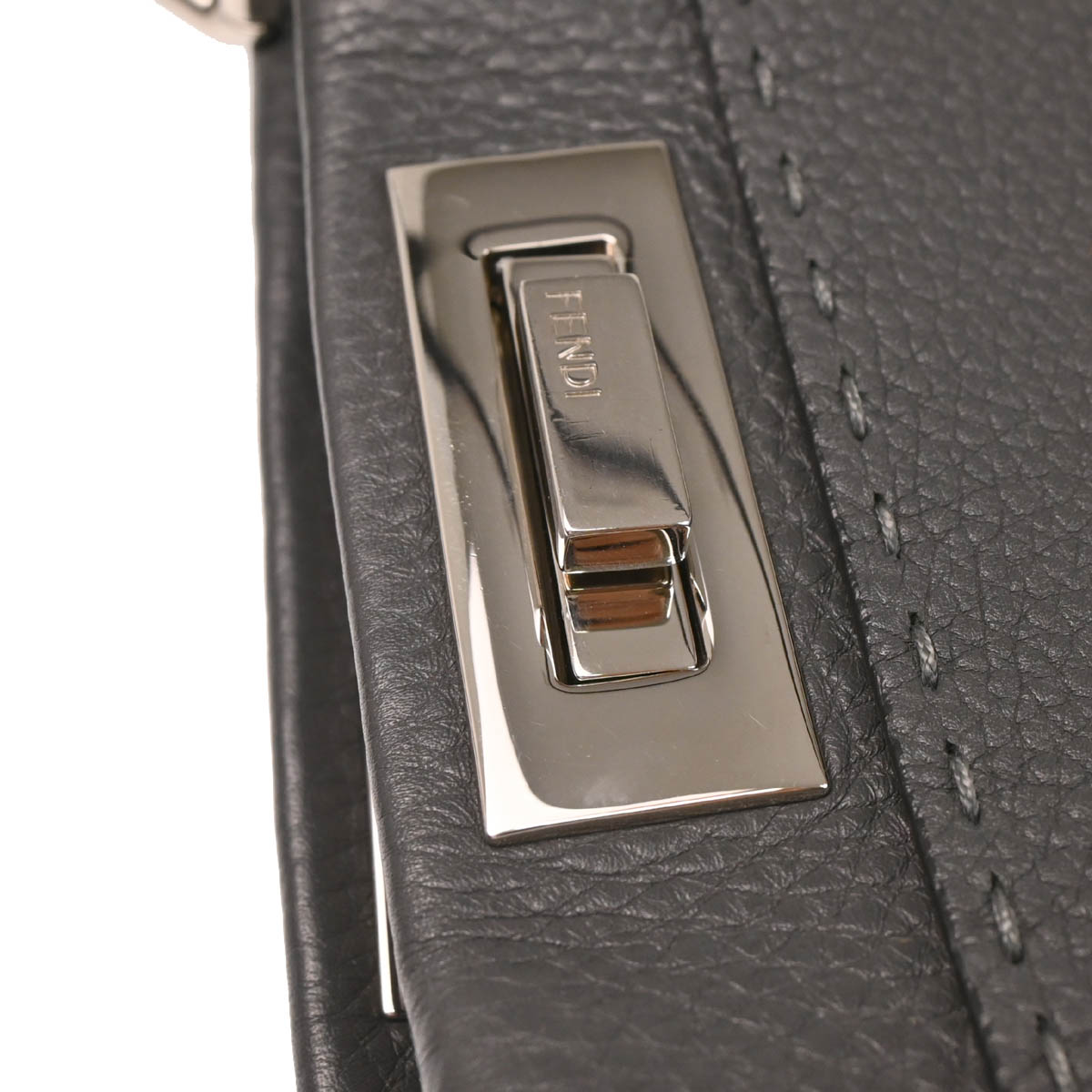 Fendi Gray Leather Peekaboo 2way Shoulder Handbag