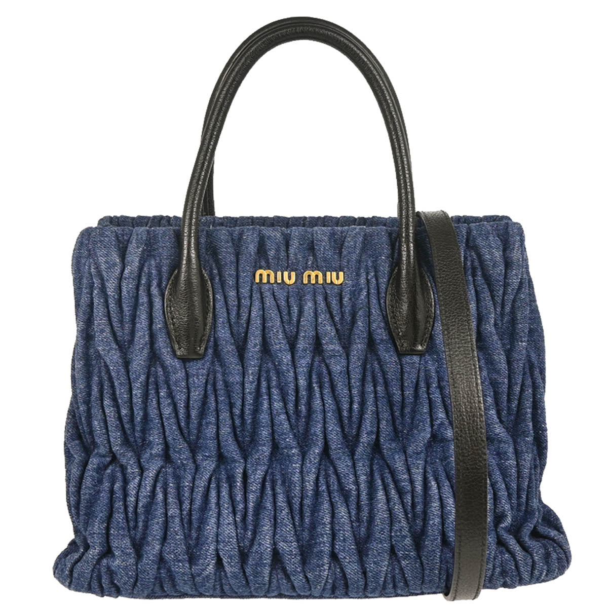 Miu Miu Blue Denim Matelasse 2way Shoulder Handbag