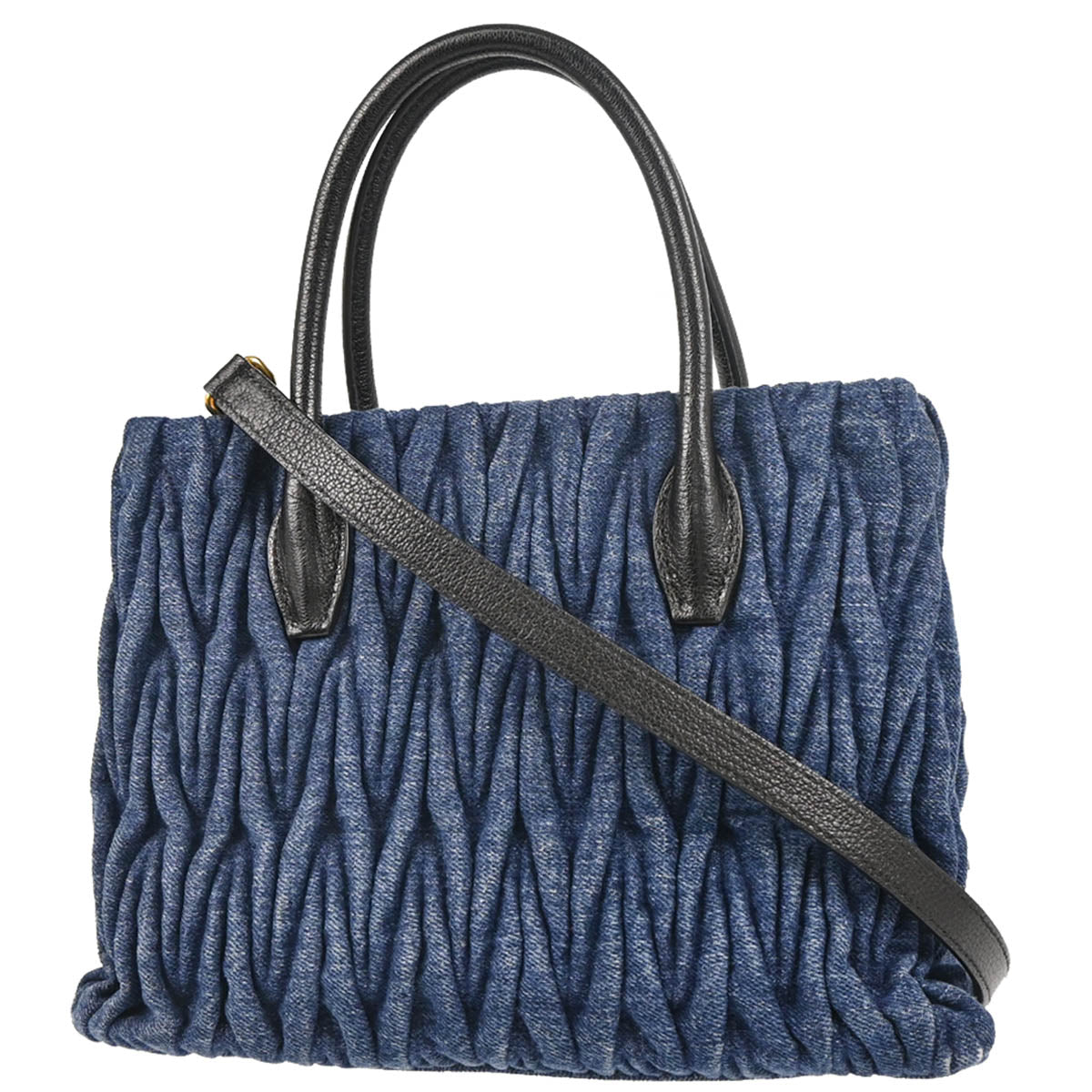Miu Miu Blue Denim Matelasse 2way Shoulder Handbag