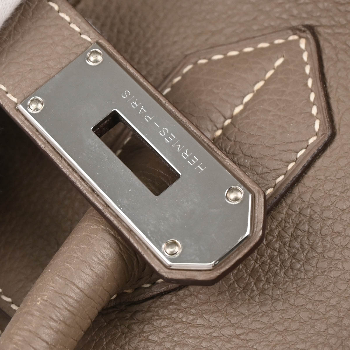 Hermes 2010 Etoupe Gray Taurillon Clemence Shoulder Birkin Handbag