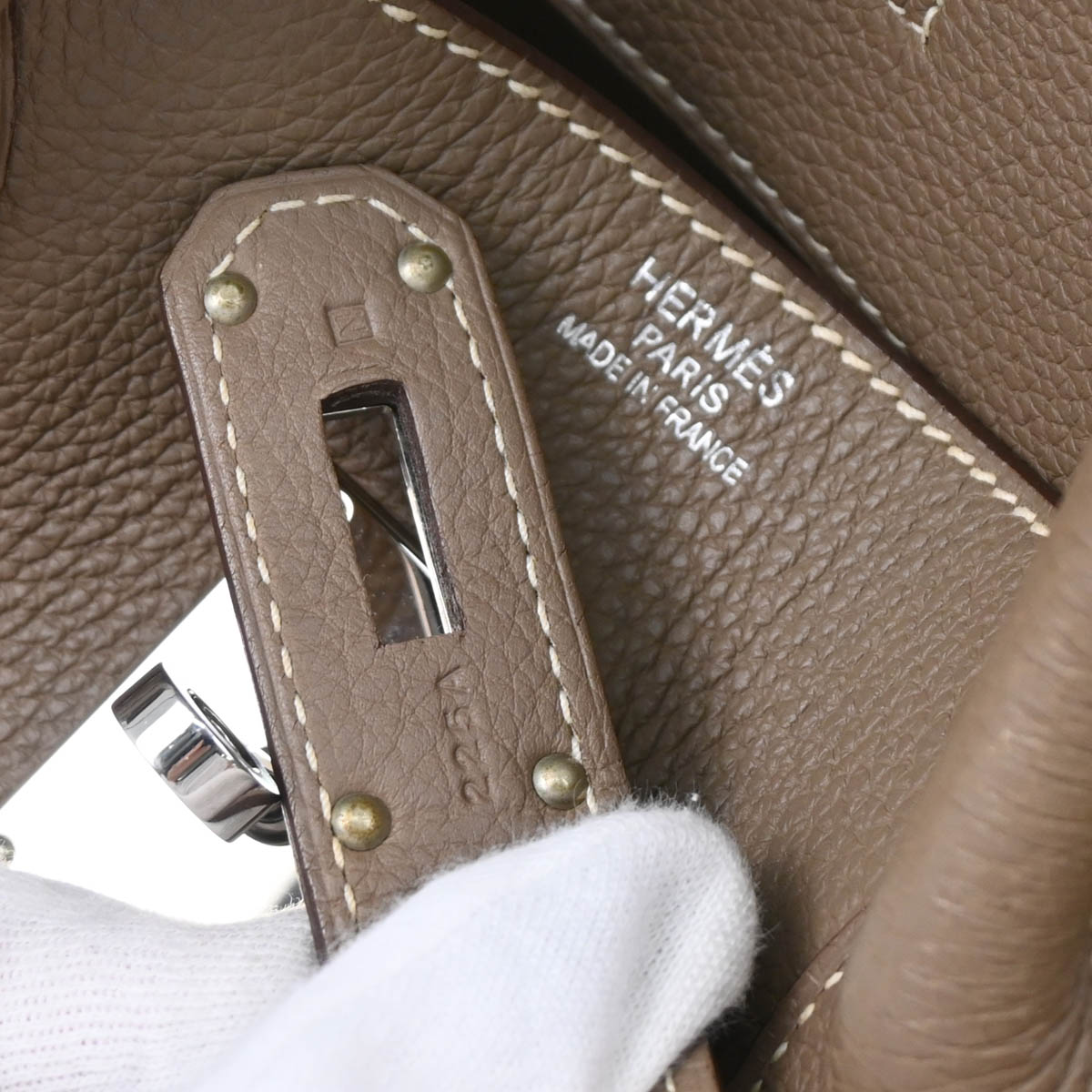 Hermes 2010 Etoupe Gray Taurillon Clemence Shoulder Birkin Handbag