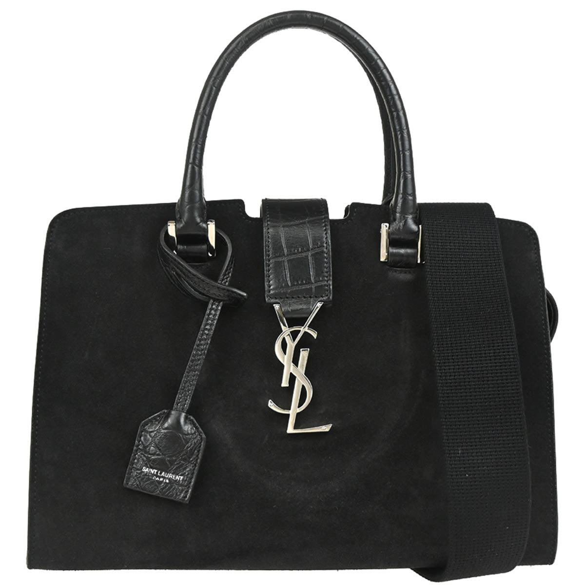 Saint Laurent Black Suede Baby Cabas 2way Shoulder Handbag