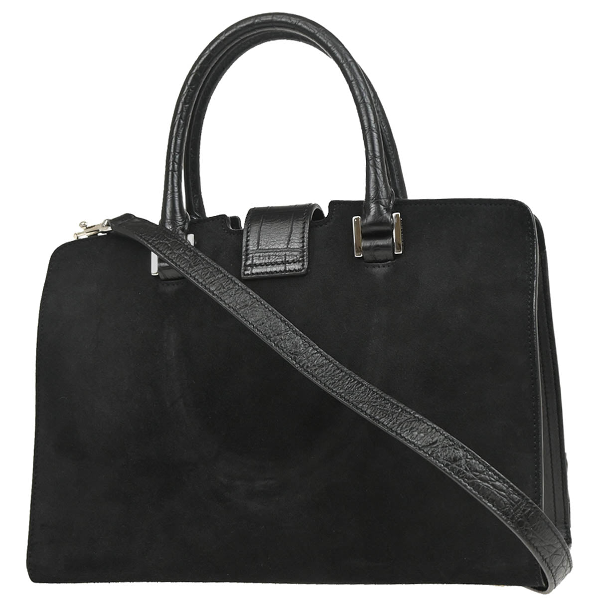 Saint Laurent Black Suede Baby Cabas 2way Shoulder Handbag