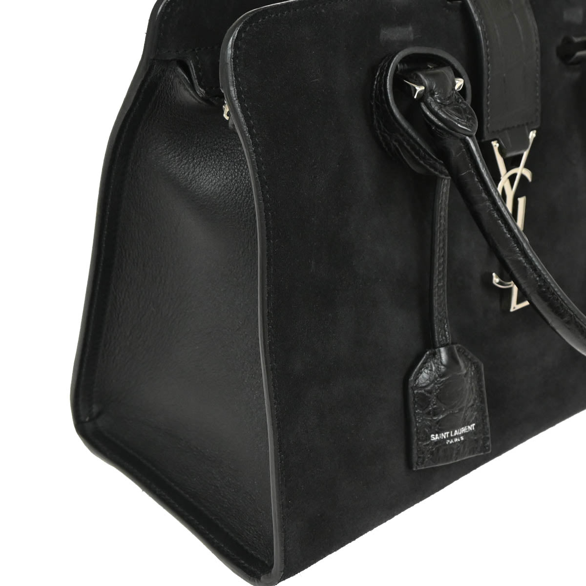 Saint Laurent Black Suede Baby Cabas 2way Shoulder Handbag