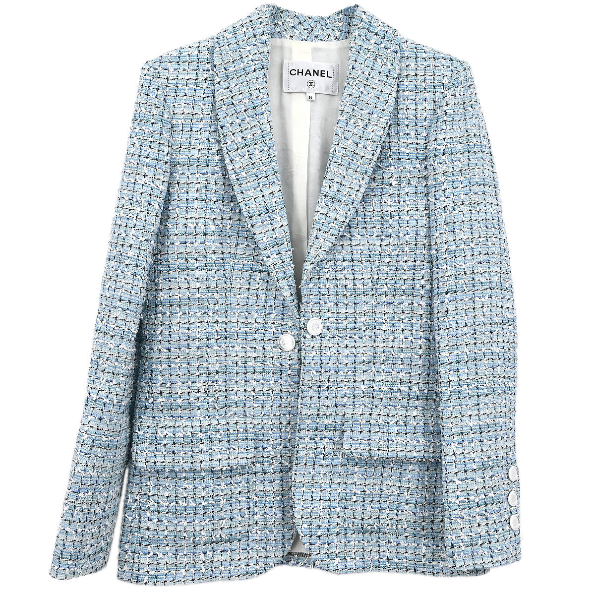Chanel 2018-2019 Single Breasted Jacket Light Blue #36