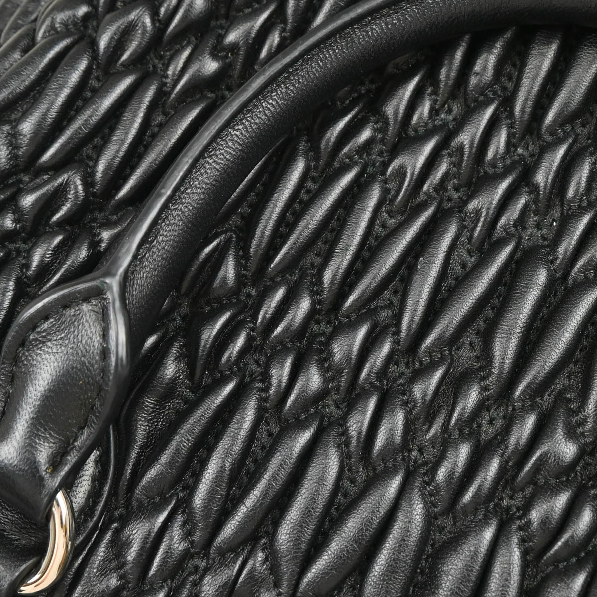 Miu Miu Black Lambskin Matelasse 2way Crystal Tote Handbag