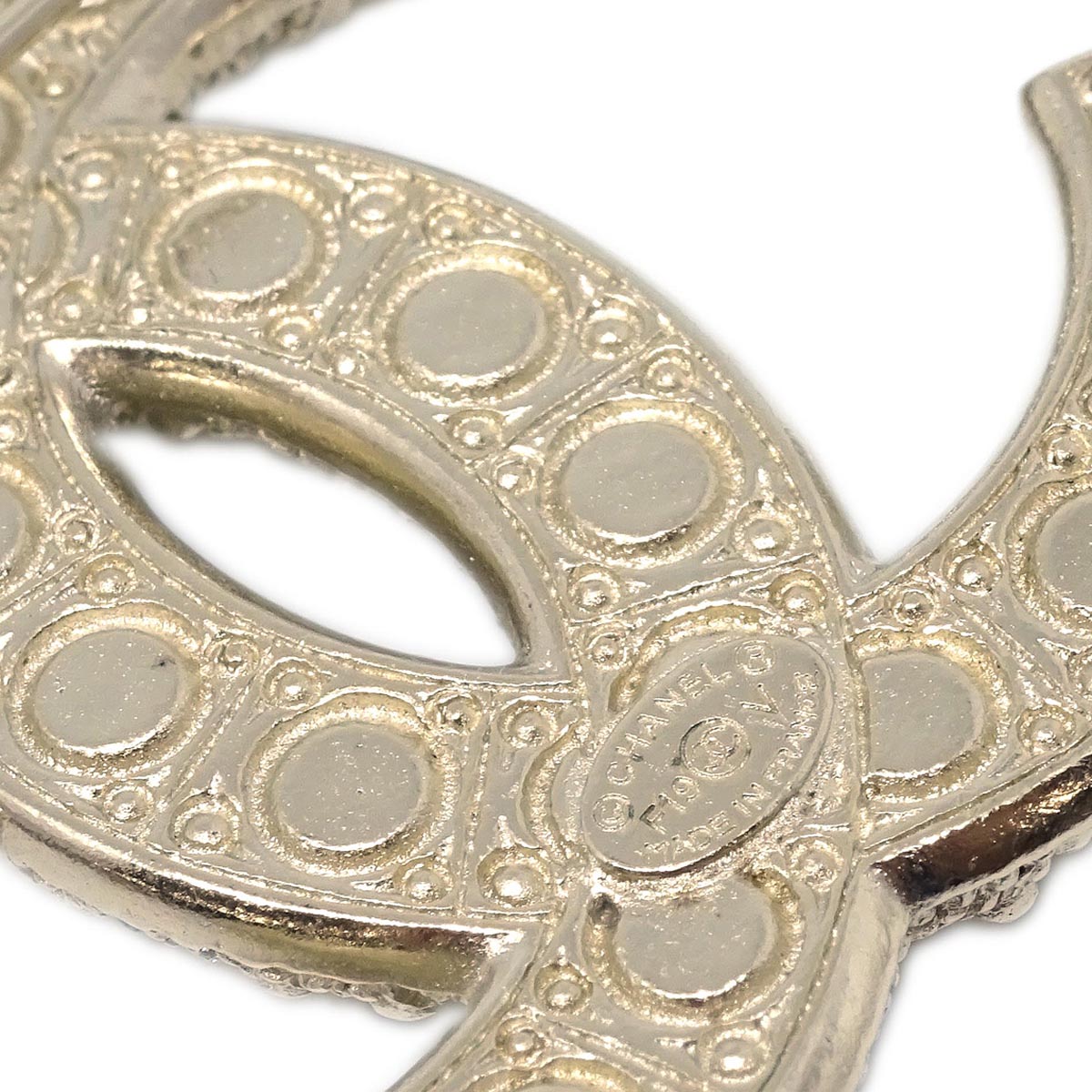 Chanel CC Brooch Pin Gold Rhinestone Costume Pearl F19V