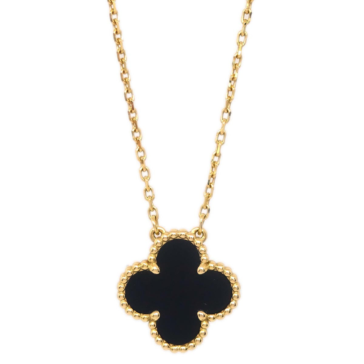 Van Cleef & Arpels Vintage Alhambra Pendant Necklace Au750 Onyx