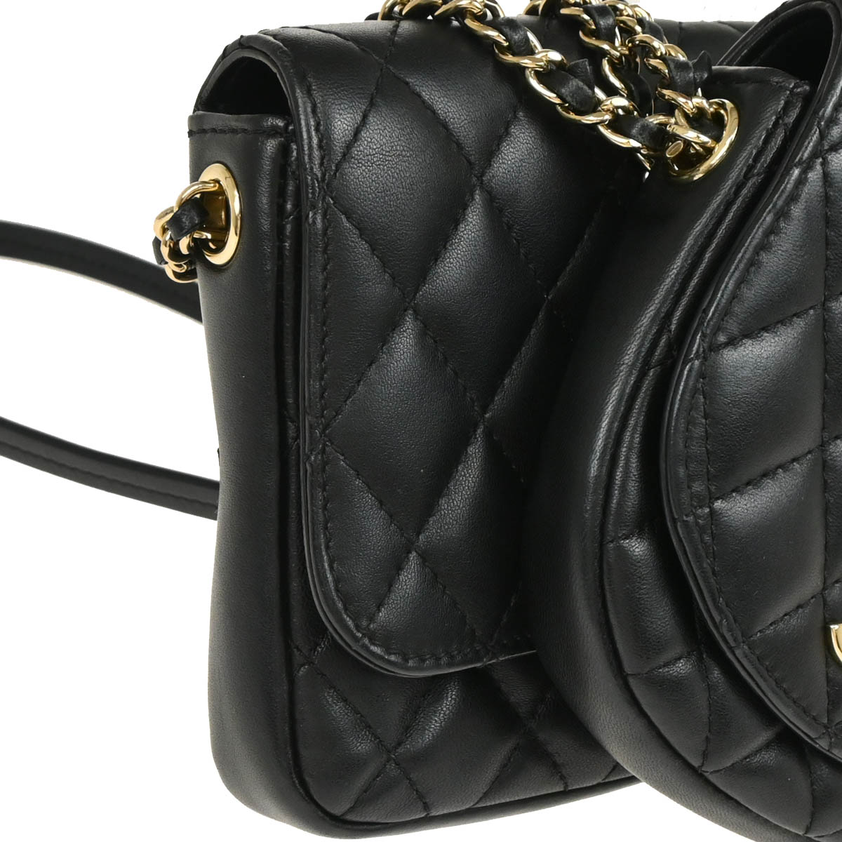 Chanel 2019 Black Lambskin Double Shoulder Bag