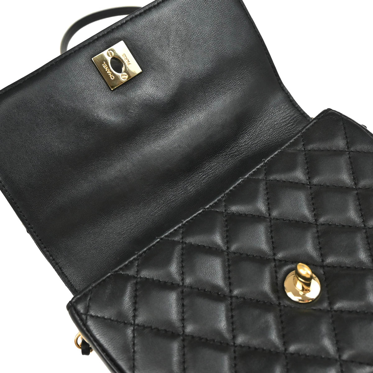 Chanel 2019 Black Lambskin Double Shoulder Bag