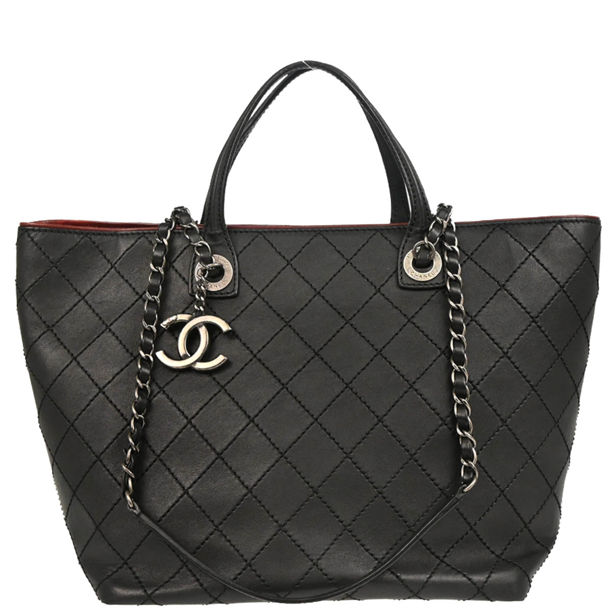 Chanel 2015-2016 Black Calfskin 2way Tote Shoulder Handbag