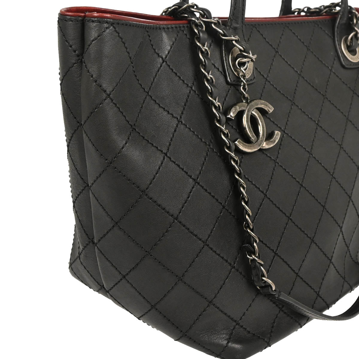 Chanel 2015-2016 Black Calfskin 2way Tote Shoulder Handbag