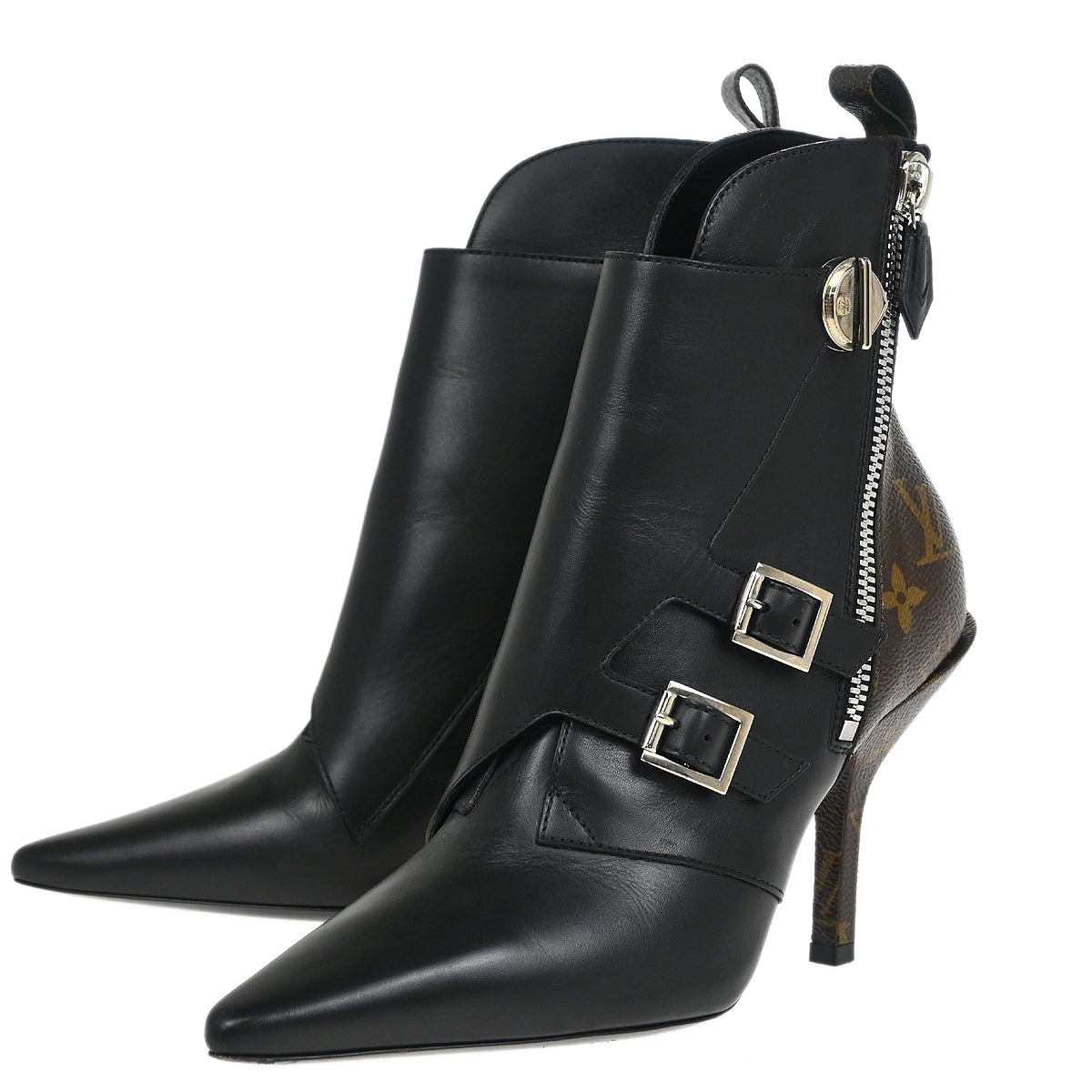 Louis Vuitton * Brown Black Monogram Shoes Boots #37