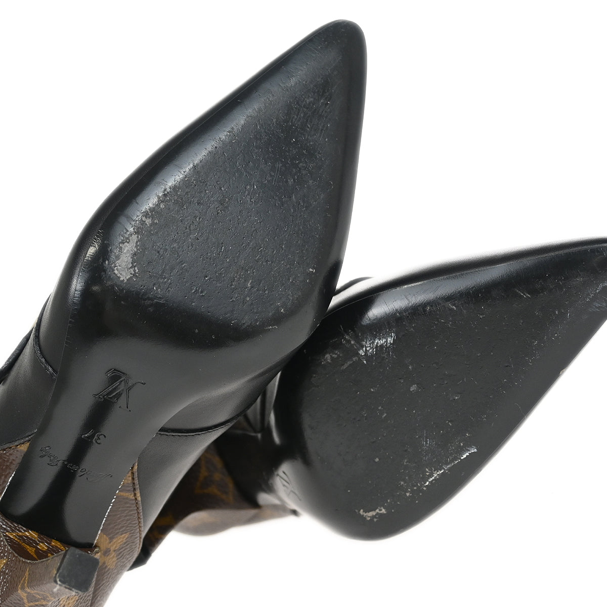 Louis Vuitton * Brown Black Monogram Shoes Boots #37