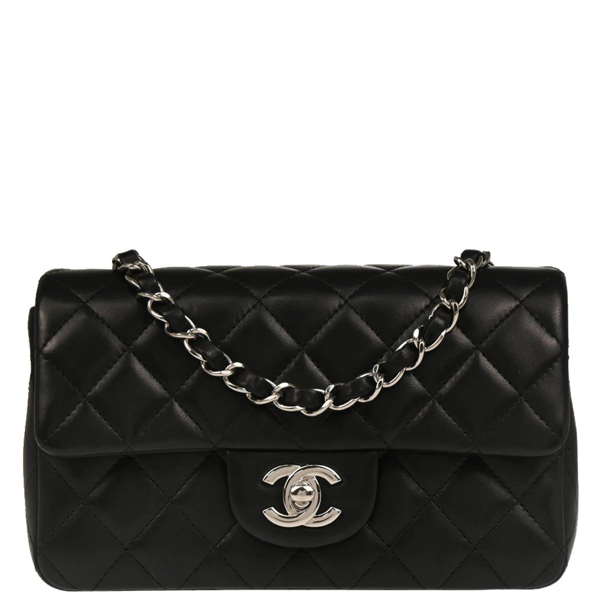 Chanel 2014 Black Lambskin Classic Flap Shoulder Bag